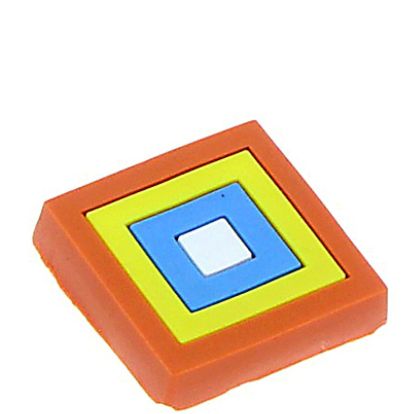 Buton patrat portocaliu/galben din plastic flexibil