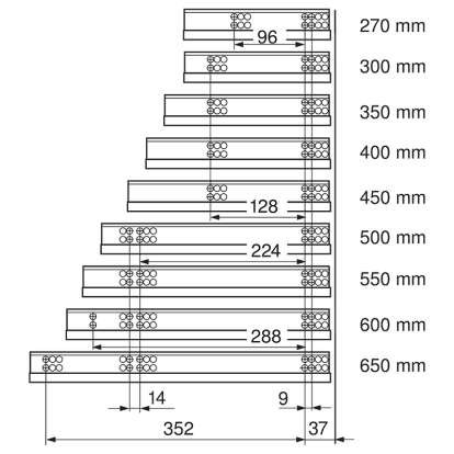 Glisiera BLUM TANDEM extragere partiala cu amortizare 550H6000B