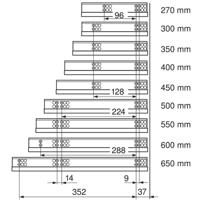 Glisiera BLUM TANDEM extragere partiala cu amortizare 550H2700B