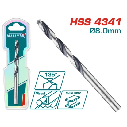 Burghiu pentru metal Hss Total, 8 mm