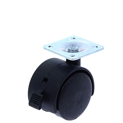Rotila din plastic negru D40 cu frana si flansa metalica, 20 kg_1