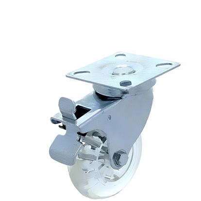 Rotila din silicon transparent D75 cu frana si flansa metalica, 55 kg
