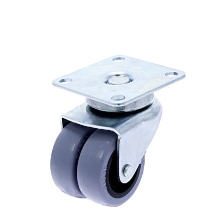 Rotila din plastic gri D50 dubla cu flansa metalica, 50 kg