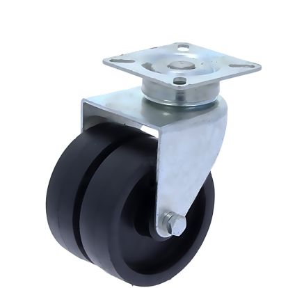 Rotila din plastic negru D75 dubla cu flansa metalica, 50 kg