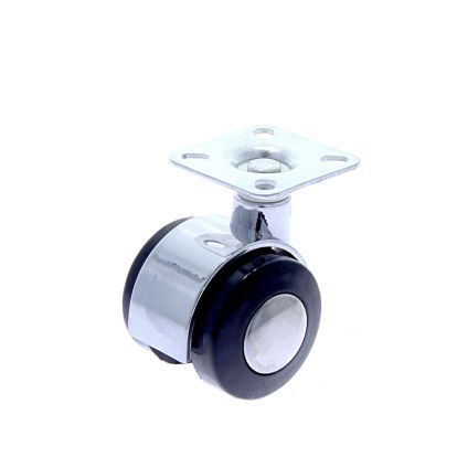 Rotila din plastic negru-crom pentru mobila D40 cu flansa metalica, 25 kg (4 buc)
