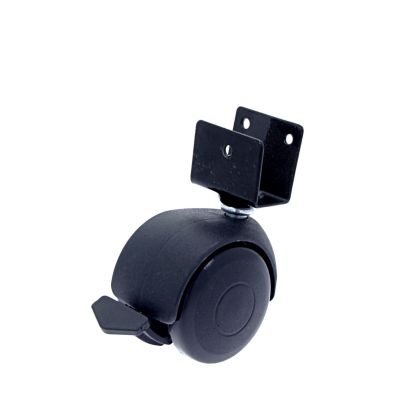 Rotila din plastic negru D50 cu frana si flansa metalica 'U', 30 kg (4 buc)