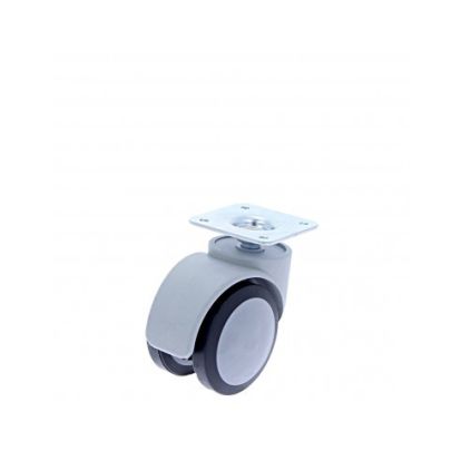 Rotila din plastic gri–negru D50 cu flansa metalica, 30 kg (4 buc)