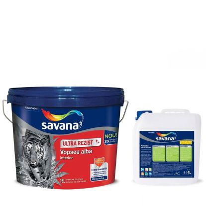 VOPSEA SUPERLAVABILA SAVANA ULTRAREZIST 15L ALBA + AMORSA 4L GRATIS