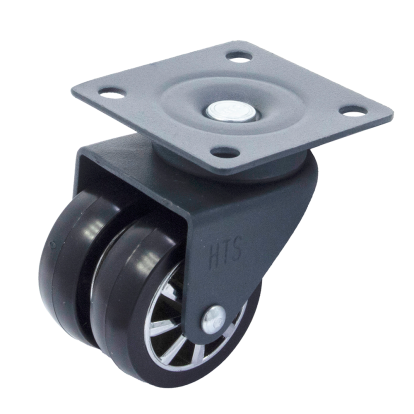 Rotila dubla din plastic antracit-crom D50 cu flansa metalica, 60 kg