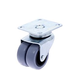 Rotila din plastic gri D50 dubla cu flansa metalica, 50 kg