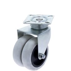 Rotila din plastic gri D75 dubla cu flansa metalica 50 kg