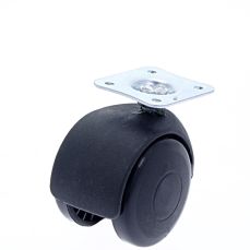 Rotila din plastic negru D50 cu flansa metalica, 30 kg (4 buc)