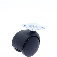 Rotila din plastic negru pentru mobila D50 cu flansa metalica, 30 kg (4 buc)