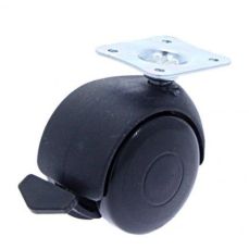 Rotila din plastic (neagra) D40 cu frana si flansa metalica 20 Kg (842NFR) (4 buc)
