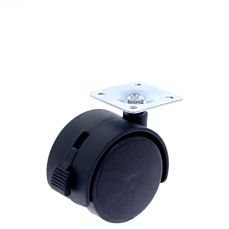 Rotila din plastic neagru D50 cu frana si flansa metalica, 30 kg (4 buc)