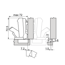 Balama BLUM CLIP top semiaplicata cu blumotion 155 grade 71T7600N