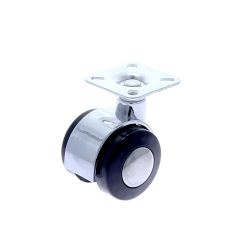 Rotila din plastic negru-crom pentru mobila D40 cu flansa metalica, 25 kg (4 buc)