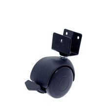 Rotila din plastic negru D50 cu frana si flansa metalica 'U', 30 kg (4 buc)