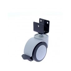 Rotila din plastic gri-negru D50 cu frana si flansa metalica 'U', 30 kg (4 buc)