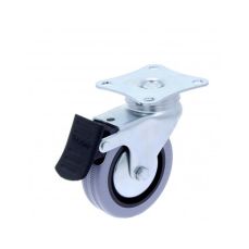 Rotila din plastic gri D75 cu frana si flansa metalica, 50 kg (4 buc)