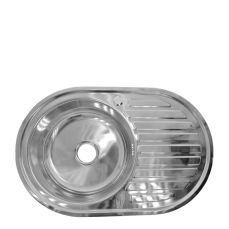 Chiuveta ETTE ovala din INOX 770x500x170 picurator pe dreapta finisaj antistrop plus accesorii