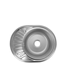 Chiuveta ETTE ovala din INOX 570x450x170 picurator pe stanga finisaj lucios plus accesorii