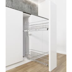 Cos Jolly Konig reglaj 3D 100x450, culisare laterala cu glisiera SINCRON, extragere totala, corp de 150 mm, crom