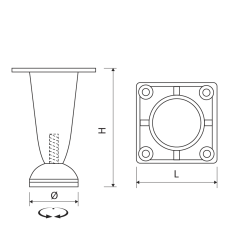 Picior conic Pongo reglabil din plastic H100, crom