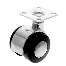 Rotila din plastic negru-crom pentru mobila D40 cu flansa metalica, 25 kg