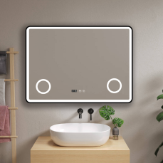 Oglinda dreptunghiulara cu LED Museo Blush, lupa 3x, cadru aluminiu si spate PVC, 1200 x 800 mm