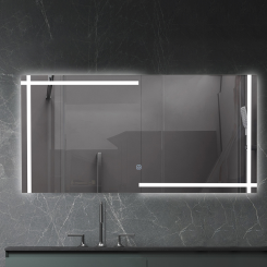 Oglinda dreptunghiulara cu LED Museo Fold, cadru aluminiu gri inchis si carcasa sigilata, 1200 x 800 mm