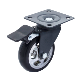 Rotilă Rotila din plastic antracit-crom D75 cu frana si flansa metalica, 50 kg ...